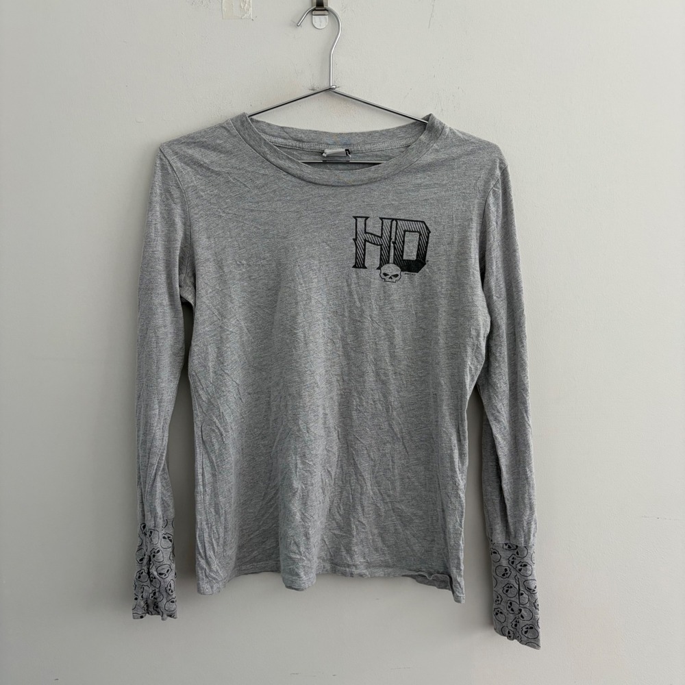 Harley Davidson Myrtle Beach Skull Long Sleeve T-Shirt Grey Large